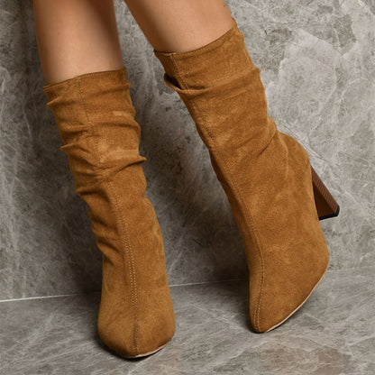 Bottines à Talon Chunky en Suédine